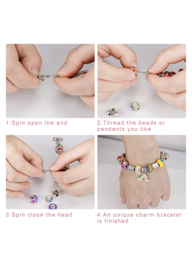 كيل › طقم صنع أساور التشارم – 66 قطعة لصنع الإكسسوارات والب Bracelets للبنات مع خرز وصندوق تخزين محمول (قوس قزح) - Image 5